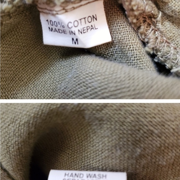 AVATAR Moss Green Embroidered  V-Neck V-Back Cutout Nepal Blouse Top - Picture 6 of 7